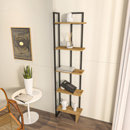 Decorotika Alice 5 Tier Black and Oud Corner Bookshelf - Size: 180 x 45 x 22cm - Multi - Wilko - thumbnail 4