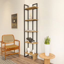 Decorotika Alice 5 Tier Black and Oud Corner Bookshelf - Size: 180 x 45 x 22cm - Multi - Wilko - thumbnail 6