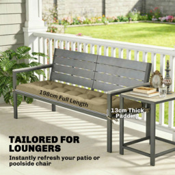 Outsunny Memory Foam Sun Lounger Cushion with Ties - Size: 13 x 198 x 65cm - Sand brown - Wilko - thumbnail 5