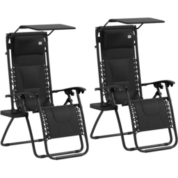 Outsunny Black Zero Gravity Folding Reclining Chair Set of 2 - Size: 113 x 65 x 89cm - Wilko - thumbnail 3