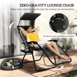 Outsunny Black Zero Gravity Folding Reclining Chair Set of 2 - Size: 113 x 65 x 89cm - Wilko - thumbnail 5