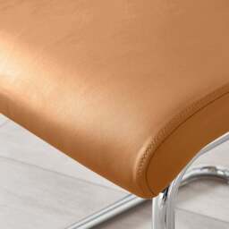 Furniturebox Fontana Set of 2 Tan and Silver Faux Leather Dining Chair - Brown - Wilko - thumbnail 3