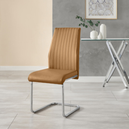 Furniturebox Fontana Set of 2 Tan and Silver Faux Leather Dining Chair - Brown - Wilko - thumbnail 7
