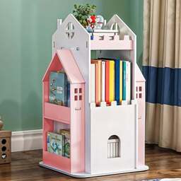 Living and Home 3 Tier Pink Rotating Kids Castle Bookshelf - Size: 3 Shelf - Wilko - thumbnail 1