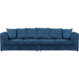 Luxor 4 Seater Marine Blue Jumbo Cord Scatter Back Sofa - Wilko - thumbnail 3