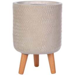 wilko Plaited Style Beige Indoor Cylinder Plant Pot with Legs 35cm - Instadecor - thumbnail 1