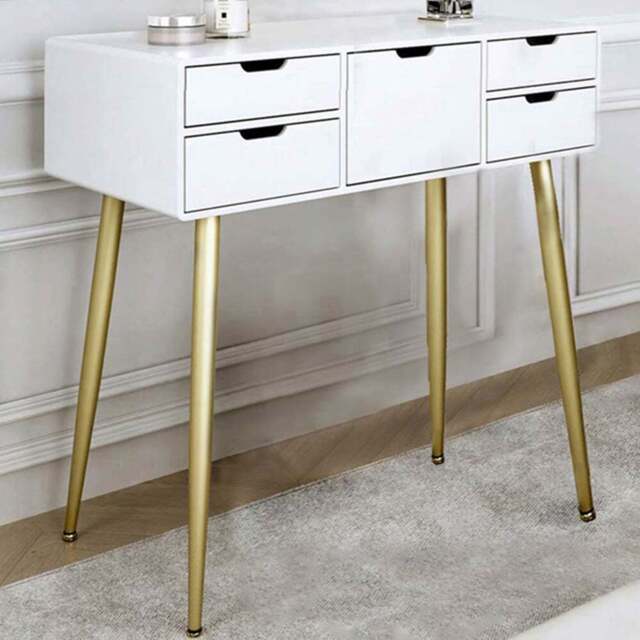 CARME Home Gabriella White and Gold Dressing Table - Size: 38 x 48 x 90cm - Wilko - image 1
