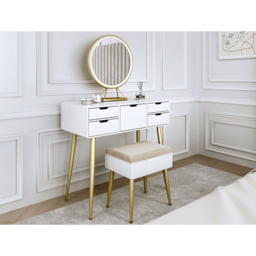 CARME Home Gabriella White and Gold Dressing Table - Size: 38 x 48 x 90cm - Wilko - thumbnail 7