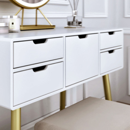 CARME Home Gabriella White and Gold Dressing Table - Size: 38 x 48 x 90cm - Wilko - thumbnail 5