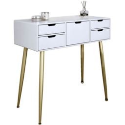 CARME Home Gabriella White and Gold Dressing Table - Size: 38 x 48 x 90cm - Wilko - thumbnail 3