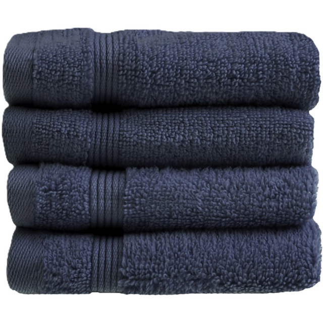 Allure Bath Fashions Luxury Zero Twist Egyptian Cotton Navy Face Cloth 4 Pack - Size: 30 x 30cm - Blue - Wilko - image 1