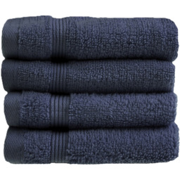 Allure Bath Fashions Luxury Zero Twist Egyptian Cotton Navy Face Cloth 4 Pack - Size: 30 x 30cm - Blue - Wilko
