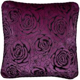 Intimates Flock Rose Aubergine Filled Cushion 43 x 43cm 2 Pack - Purple - Wilko - thumbnail 1