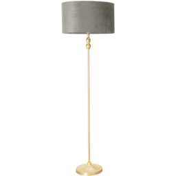 ValueLights Maggie Grey Velvet and Gold Drum Shade Candlestick LED Floor Lamp - Size: 151 x 45 x 45cm - Wilko - thumbnail 1