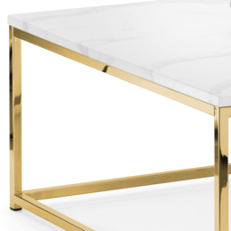 Julian Bowen Scala Gold and White Marble Top Coffee Table - Size: 90 x 90 x 40cm - Wilko - thumbnail 5