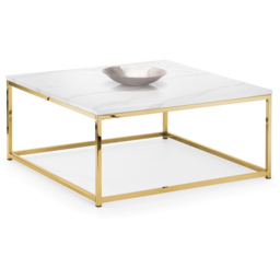 Julian Bowen Scala Gold and White Marble Top Coffee Table - Size: 90 x 90 x 40cm - Wilko - thumbnail 3