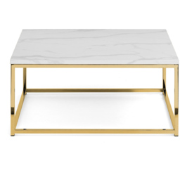 Julian Bowen Scala Gold and White Marble Top Coffee Table - Size: 90 x 90 x 40cm - Wilko - thumbnail 4