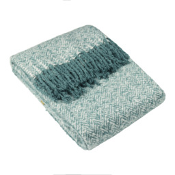 furn. Teal Weaver Herringbone Throw - Size: 180 x 130 x 1cm - Blue - Wilko