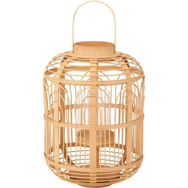 Pacific Lifestyle Natural Bamboo and Glass Lantern Large - Brown - Wilko - image 1