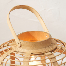 Pacific Lifestyle Natural Bamboo and Glass Lantern Large - Brown - Wilko - thumbnail 4