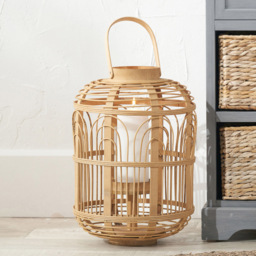 Pacific Lifestyle Natural Bamboo and Glass Lantern Large - Brown - Wilko - thumbnail 3