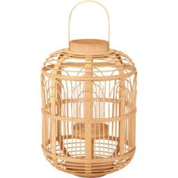 Pacific Lifestyle Natural Bamboo and Glass Lantern Large - Brown - Wilko - thumbnail 1