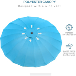 Outsunny Blue Crank and Tilt Parasol 2m - Wilko - thumbnail 7