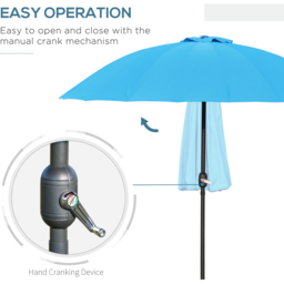 Outsunny Blue Crank and Tilt Parasol 2m - Wilko - thumbnail 5