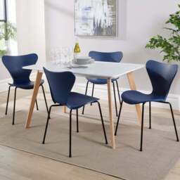 Home Source Fleur Penny 4 Seater Dining Set Blue and White - Wilko