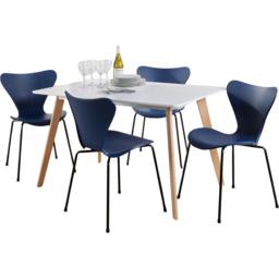 Home Source Fleur Penny 4 Seater Dining Set Blue and White - Wilko - thumbnail 3