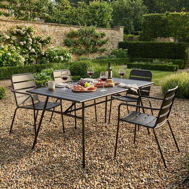 Alberta Dining Table and Chair Set Black - Size: 4 Seater - Wilko