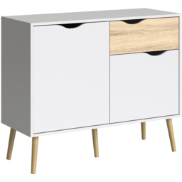 Florence 2 Door Single Drawer White and Oak Sideboard - Size: 39.1 x 98.7 x 81.7cm - Furniture to Go - Wilko - thumbnail 3