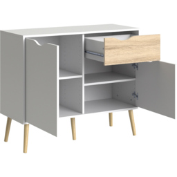 Florence 2 Door Single Drawer White and Oak Sideboard - Size: 39.1 x 98.7 x 81.7cm - Furniture to Go - Wilko - thumbnail 5