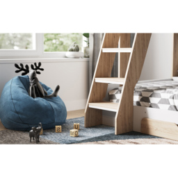 Flair Flick Triple Sleeper Oak Single Drawer Wooden Bunk Bed with Shelves - Size: Single + Small Double - Brown - Wilko - thumbnail 5