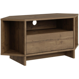 Decortie Viva 3 Shelf Single Cabinet Dark Oak Finish Modern Corner TV Stand - Size: 45.3 x 95.7 x 35.4cm - Brown - Wilko - thumbnail 3