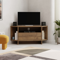 Decortie Viva 3 Shelf Single Cabinet Dark Oak Finish Modern Corner TV Stand - Size: 45.3 x 95.7 x 35.4cm - Brown - Wilko - thumbnail 5
