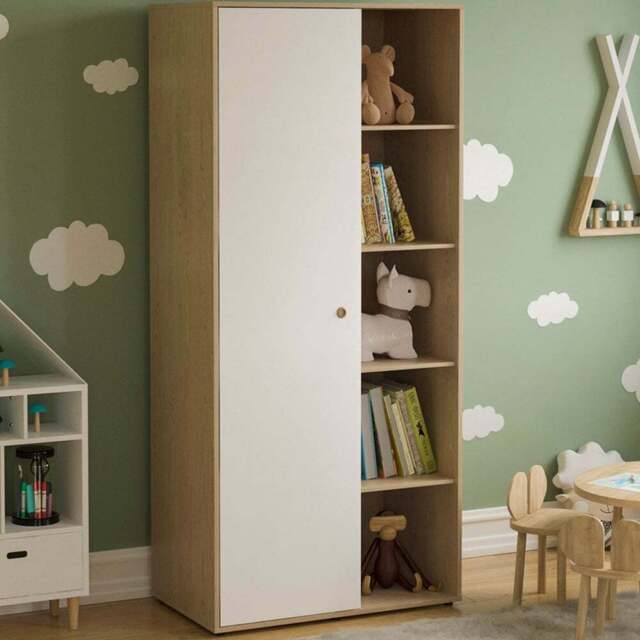 Junior Vida Neptune Single Door White and Oak Wardrobe - Wilko - image 1