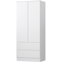 FWStyle Stora 2 Door 2 Drawer Matt White Wardrobe - Size: 2 Door, 2 Drawer - Wilko - thumbnail 3