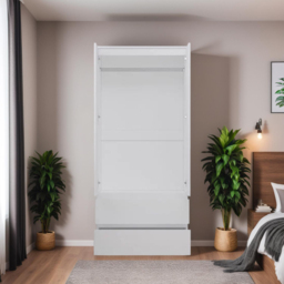 FWStyle Stora 2 Door 2 Drawer Matt White Wardrobe - Size: 2 Door, 2 Drawer - Wilko - thumbnail 6