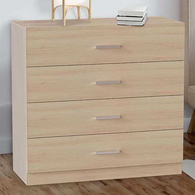 Alivio 4 Drawer Brown Bedside Storage Cabinet - Wilko - image 1