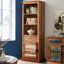 Brooklyn Camea Single Door Single Drawer 3 Shelf Wooden Narrow Bookcase - Brown - Wilko - thumbnail 1