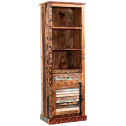 Brooklyn Camea Single Door Single Drawer 3 Shelf Wooden Narrow Bookcase - Brown - Wilko - thumbnail 3