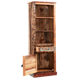 Brooklyn Camea Single Door Single Drawer 3 Shelf Wooden Narrow Bookcase - Brown - Wilko - thumbnail 4