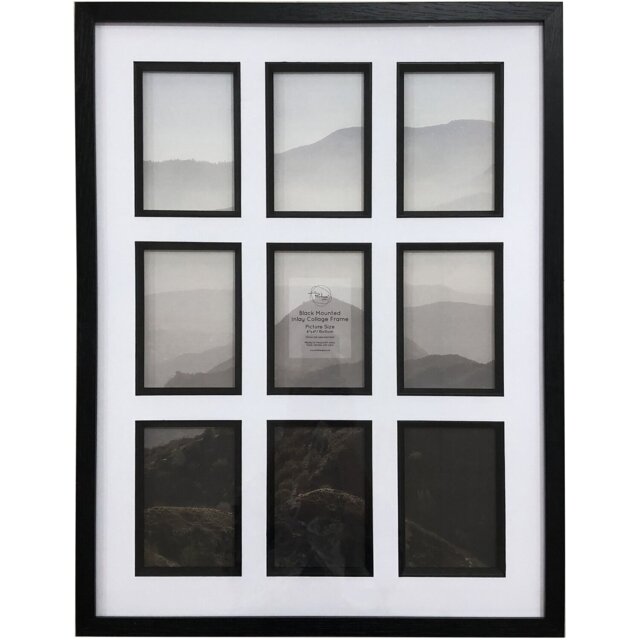 The Port. Co Gallery Inlay Black 9 Aperture Mounted Collage Photo Frame 63 x 48cm - Size: A6 - Wilko - image 1