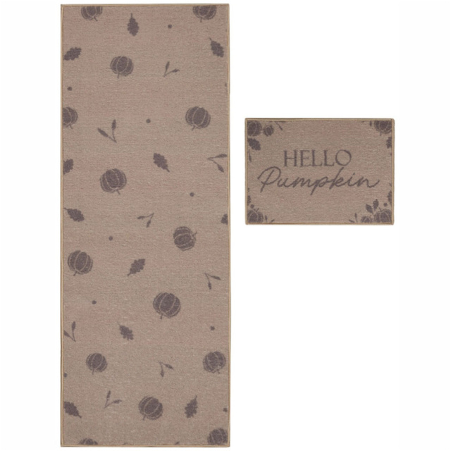 Melrose Autumn Pumpkin Design Runner and Mat Set - Size: 150 x 57 x 0.8cm - Cream - Wilko - image 1