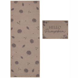 Melrose Autumn Pumpkin Design Runner and Mat Set - Size: 150 x 57 x 0.8cm - Cream - Wilko