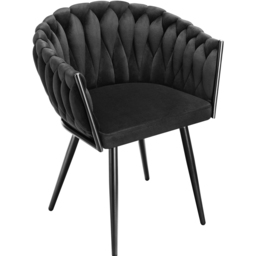 tectake Astano Set of 2 Black Velvet Padded Knot Design Dining Chair - Wilko - thumbnail 4