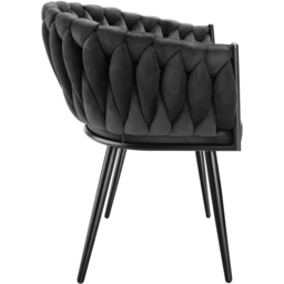 tectake Astano Set of 2 Black Velvet Padded Knot Design Dining Chair - Wilko - thumbnail 6