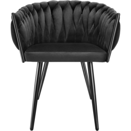 tectake Astano Set of 2 Black Velvet Padded Knot Design Dining Chair - Wilko - thumbnail 7