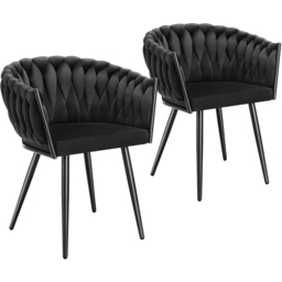 tectake Astano Set of 2 Black Velvet Padded Knot Design Dining Chair - Wilko - thumbnail 3